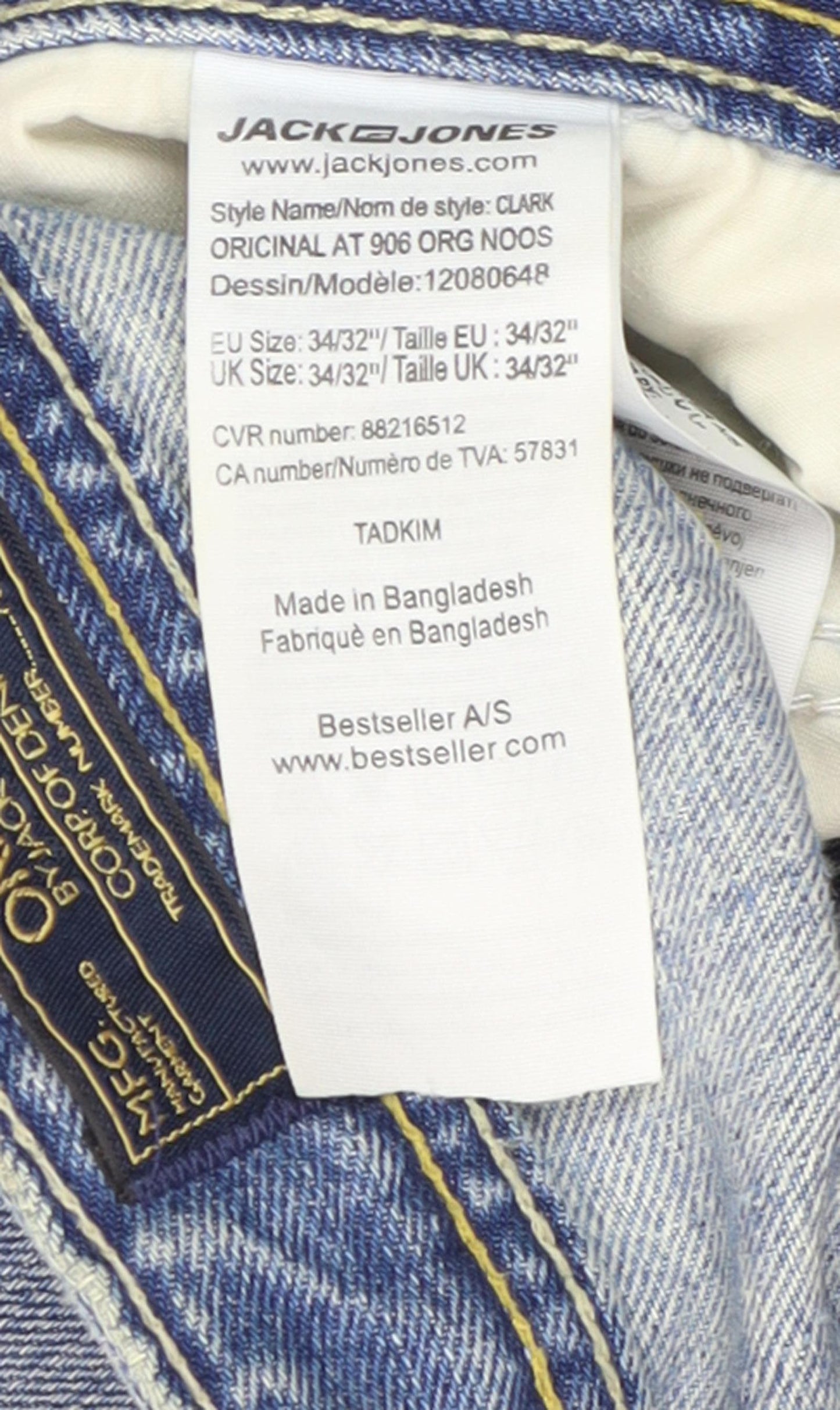 Jack & Jones Men's Blue Clark Straight Jeans 34/32