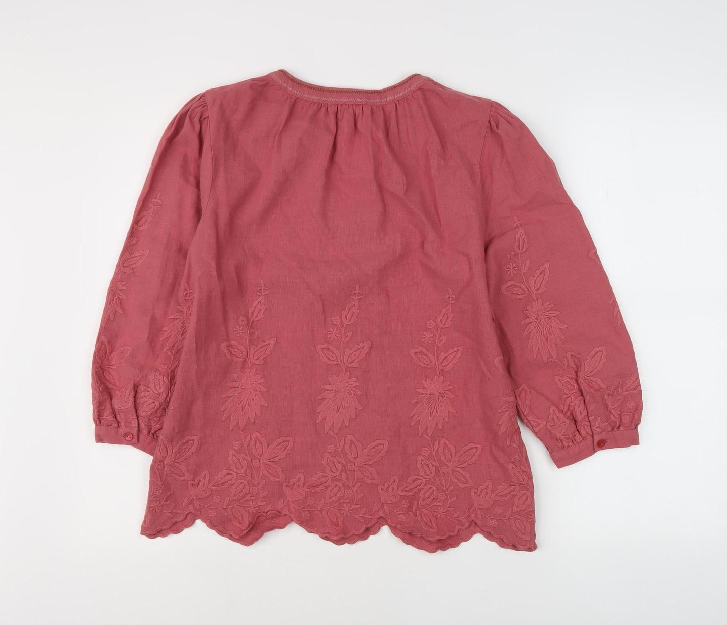 White Stuff Women's Red Embroidered Blouse Size 8