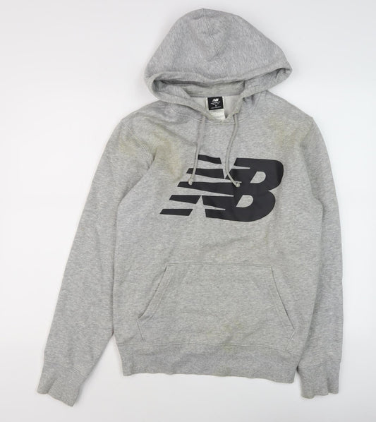 New Balance Men's Grey Hoodie S Pullover Logo