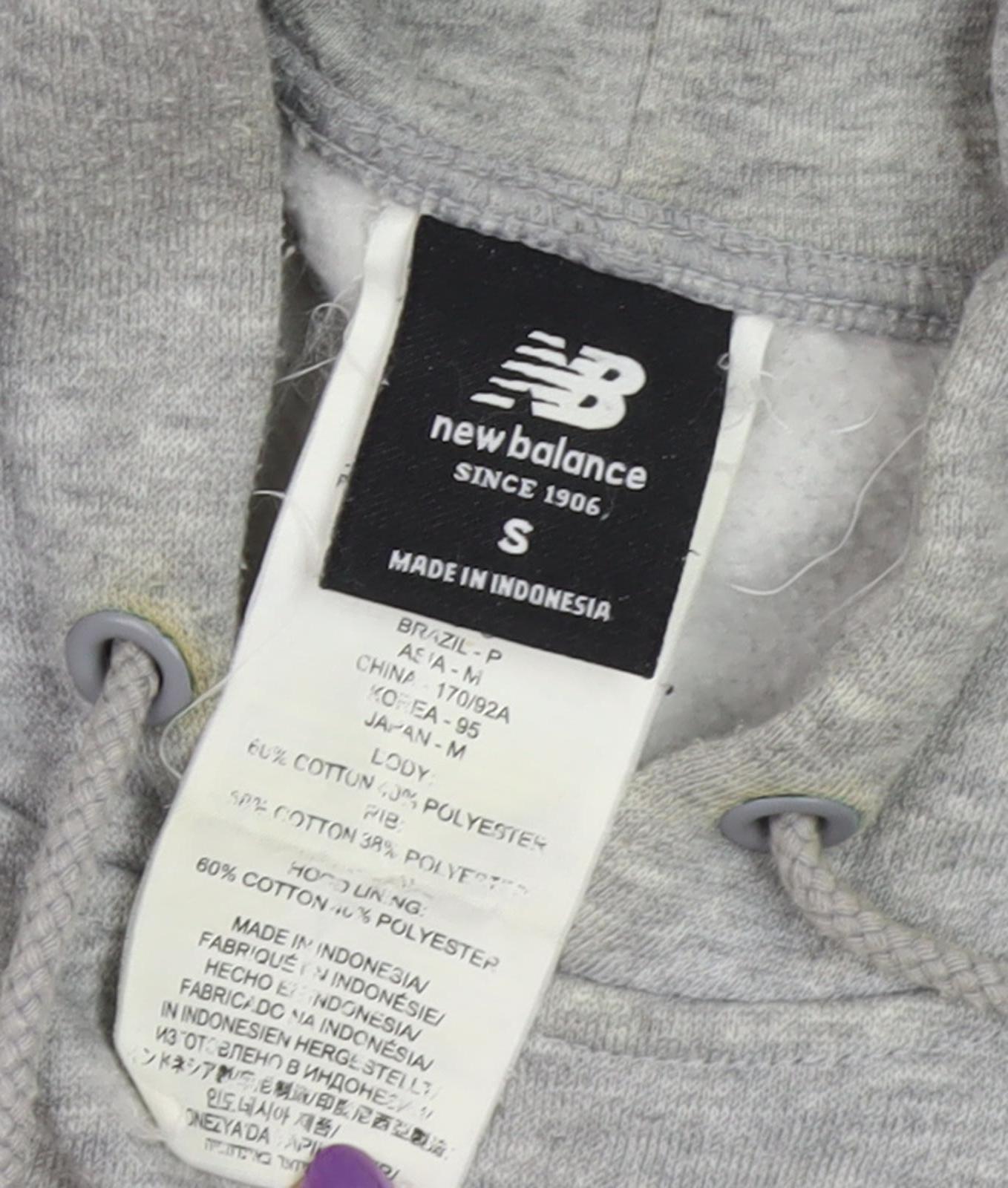 New Balance Men's Grey Hoodie S Pullover Logo