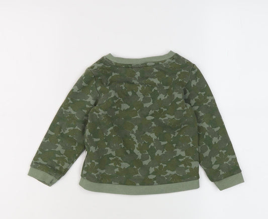 FatFace Unisex Green Camouflage Pullover, 12-18M T-Shirt