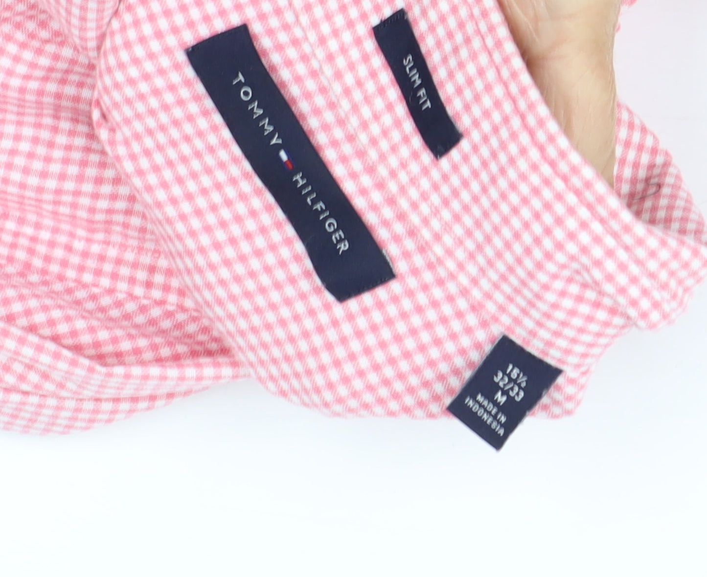 Tommy Hilfiger Men's Pink Check Slim Fit Shirt M