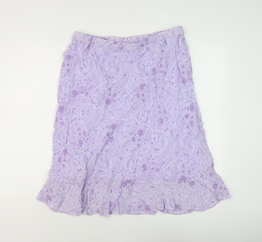 Perterex Women's Purple Paisley Midi Skirt, Size 18