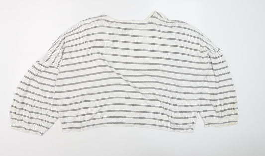 French Connection Women's White Striped Knit Top M