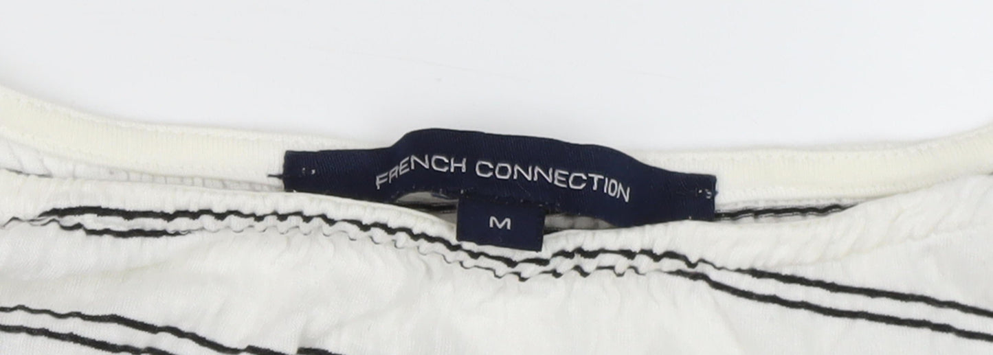French Connection Women's White Striped Knit Top M