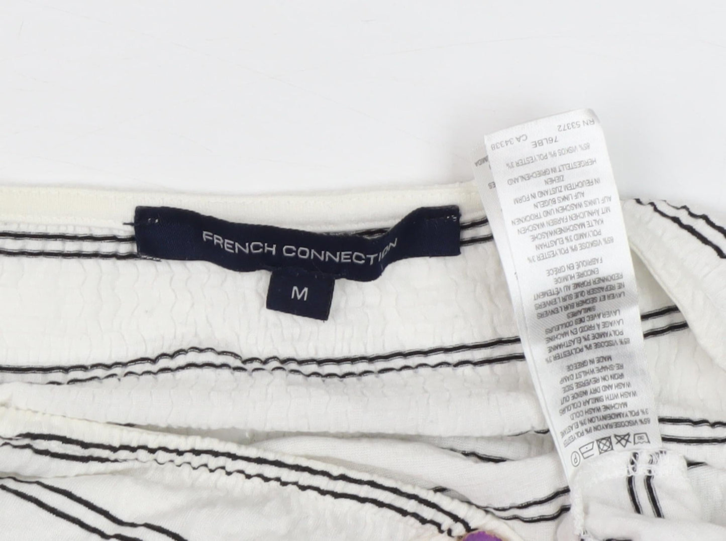 French Connection Women's White Striped Knit Top M