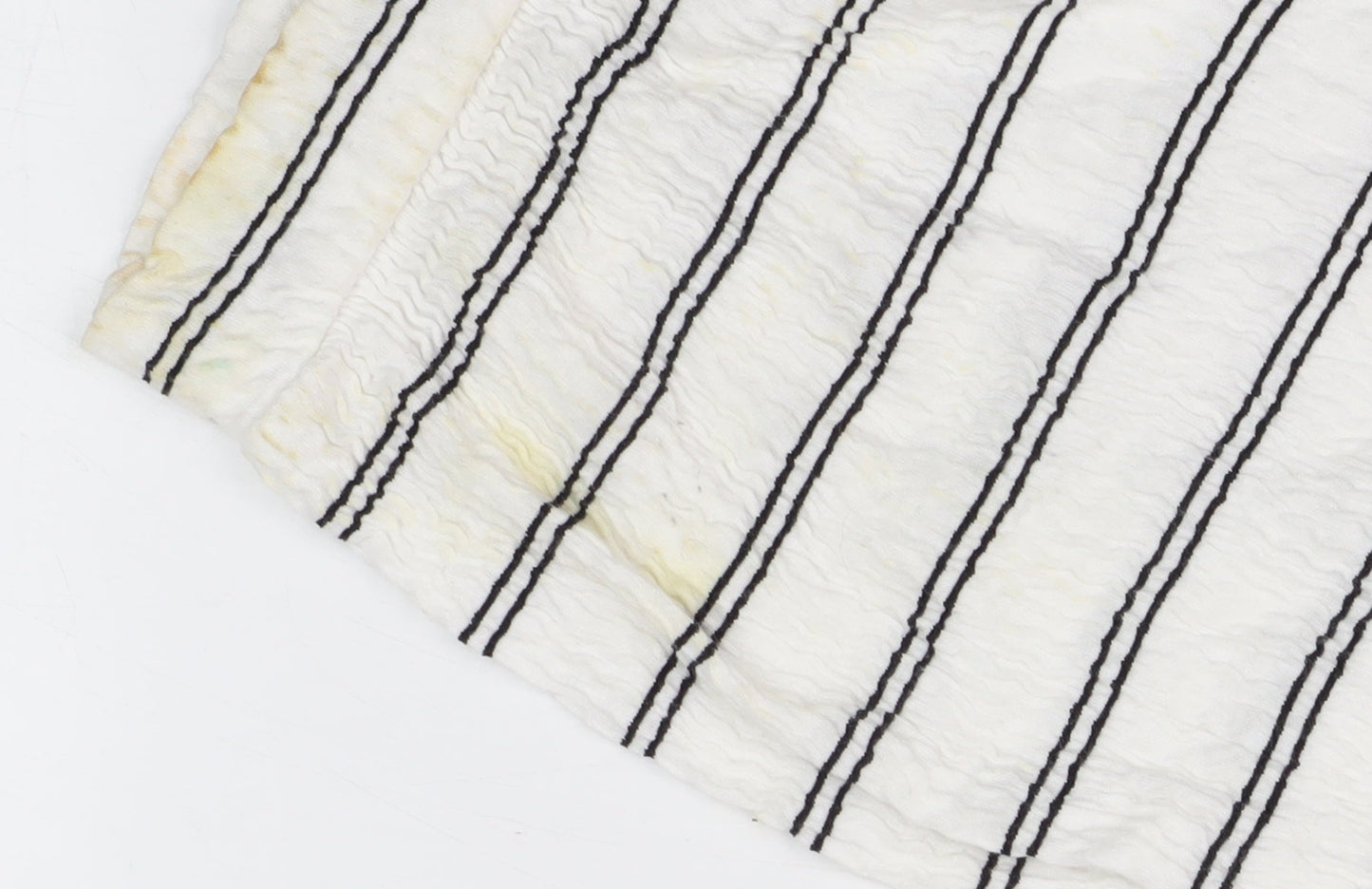 French Connection Women's White Striped Knit Top M
