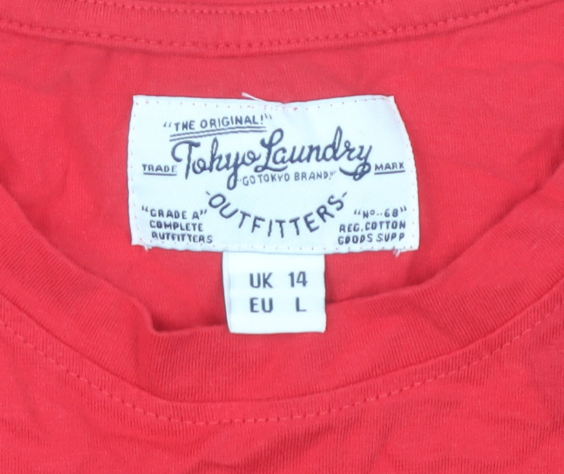Tokyo Laundry Women's Red T-Shirt Size 14 Casual