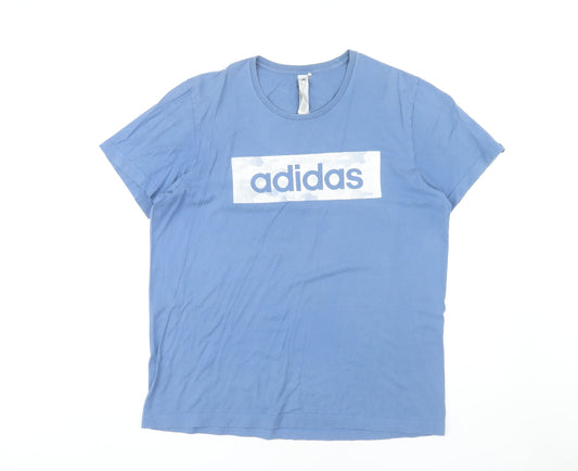Mens UK Size M adidas Blue Cotton T-Shirt