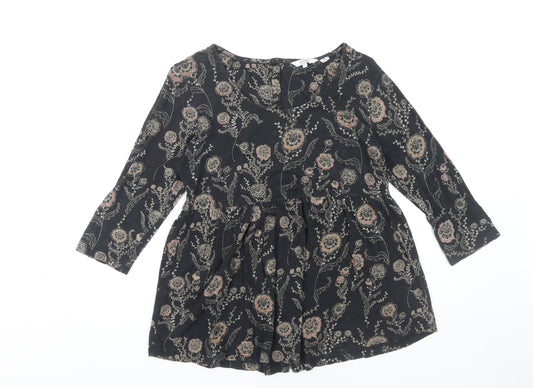Womens UK Size 10 FatFace Black Cotton Blend Blouse