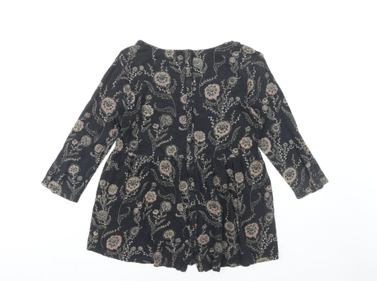 FatFace Women's Black Floral Tunic Blouse Size 10
