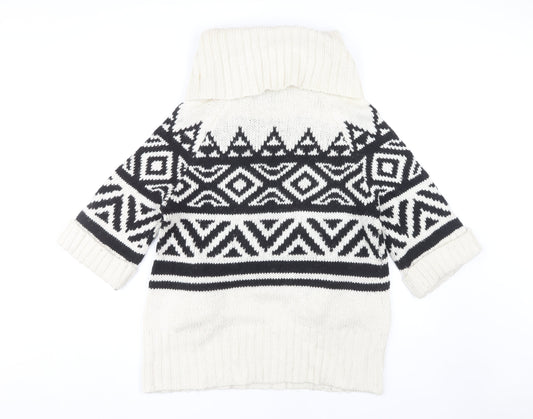 Animal Women's Black Cowl Neck Geometric Jumper Size 14