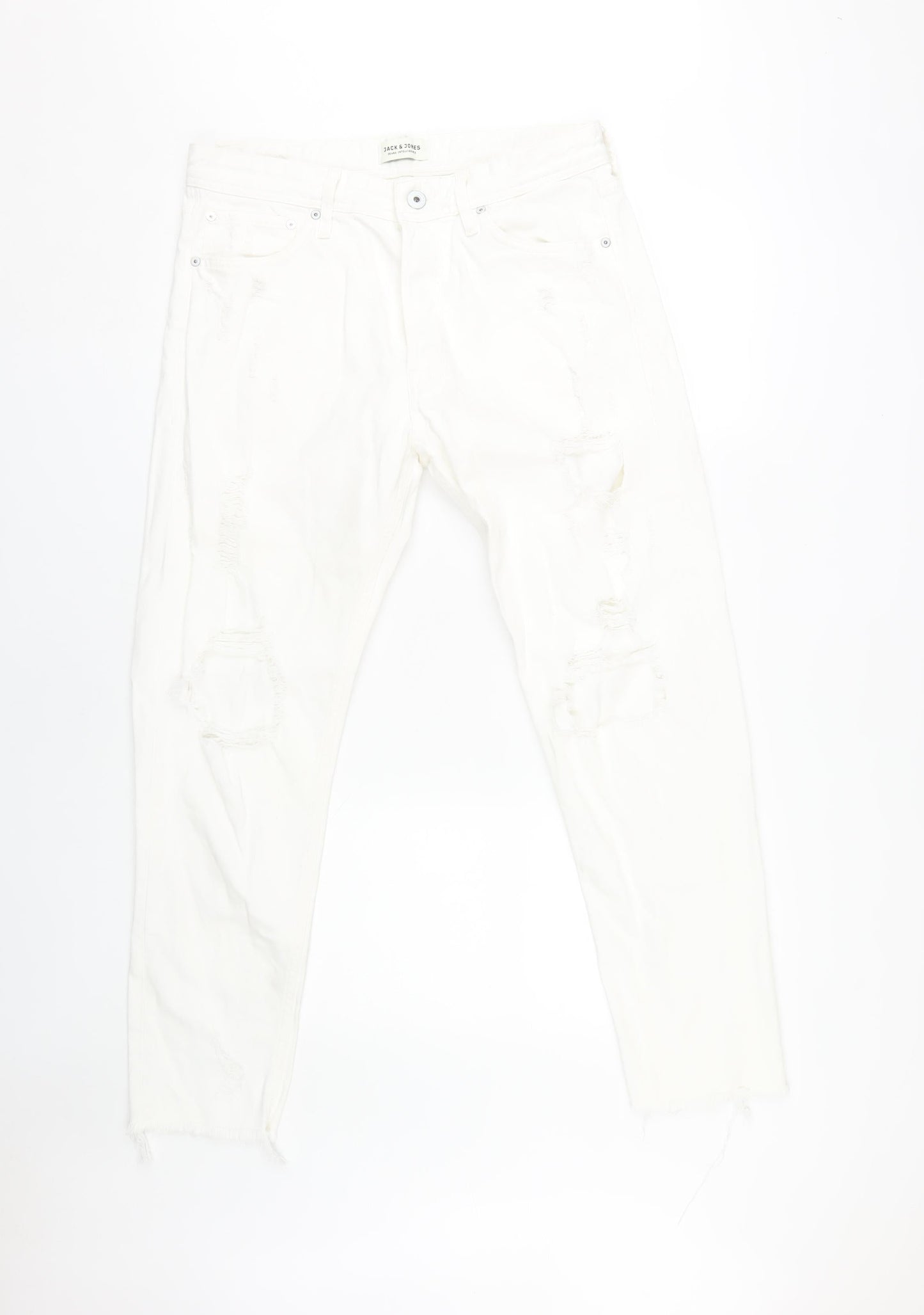 Jack & Jones Men's White Distressed Denim Jeans