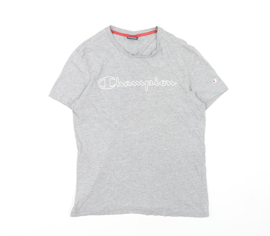 Mens UK Size S Champion Grey Cotton Blend T-Shirt