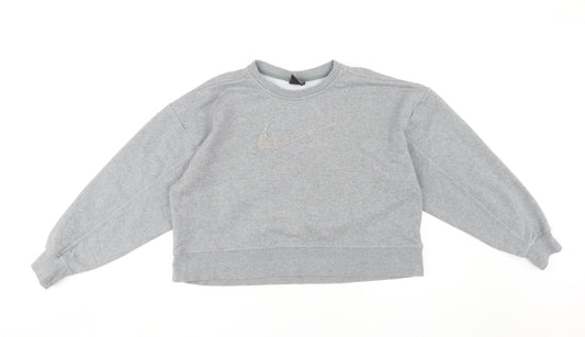 Womens UK S Regular Nike Grey Pullover Sweatshirt