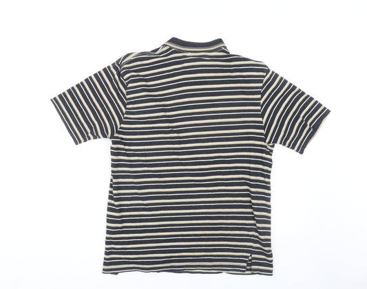 Wrangler Men's Black Striped Polo Shirt M