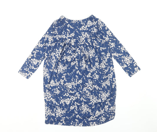 Fat Face Women's Blue Floral Blouse UK 6 V-Neck 3/4 Sleeve