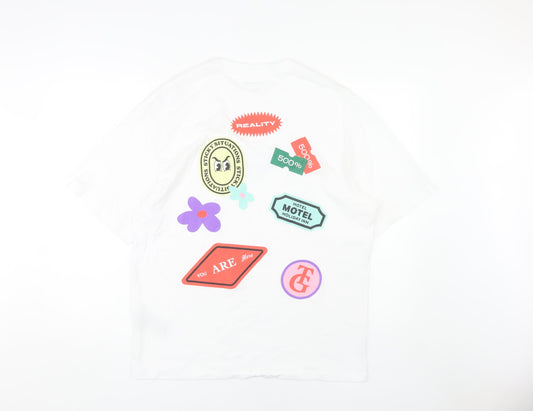 Jack & Jones Men's White Graphic Print T-Shirt L