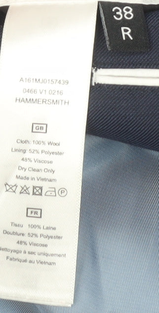 T.M.Lewin Men's Blue Blazer 38R Regular Fit Wool