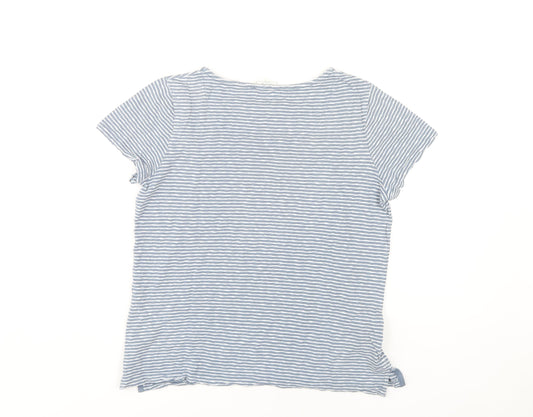 Fat Face Women’s Blue Striped T-Shirt, Size S, Cotton