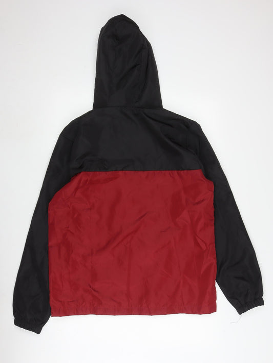 boohooMAN Men's Black Red Windbreaker Jacket M