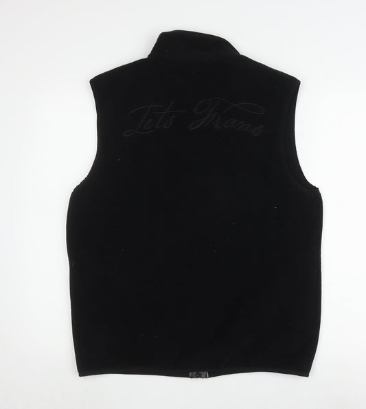 iets frans... Men's Black Full Zip Waistcoat Size S