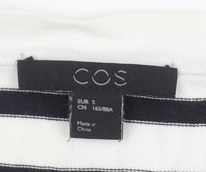 Brand and care label for COS Women's Striped Long Sleeve Tunic, size S