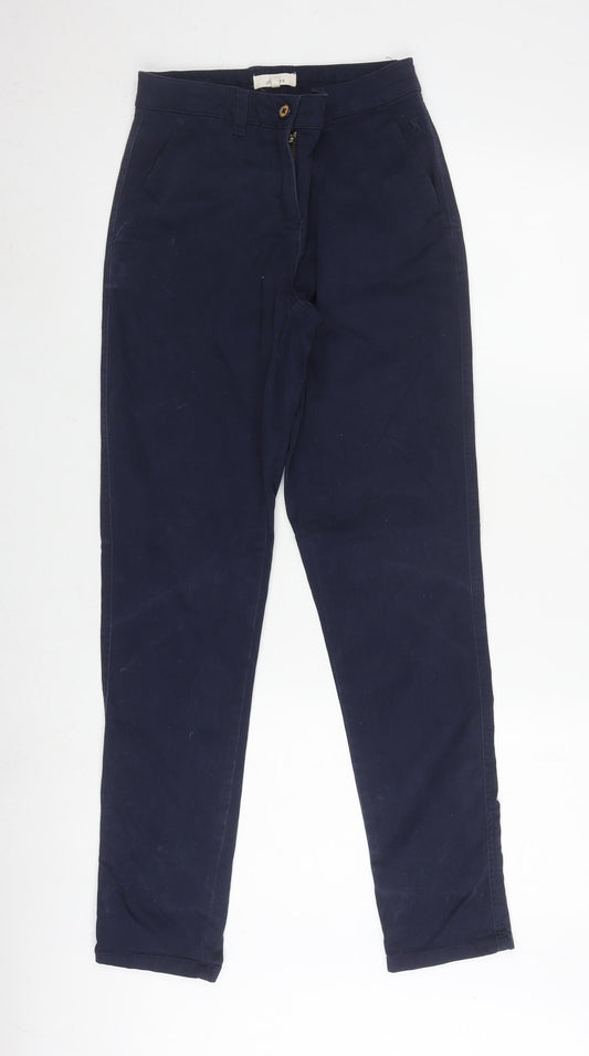 Joules Women's Blue Cotton Blend Trousers, Size 4