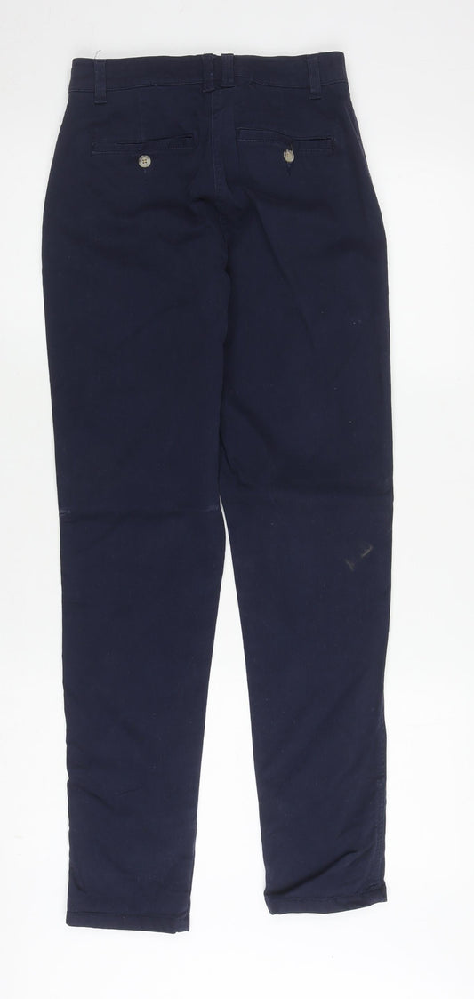 Joules Women's Blue Cotton Blend Trousers, Size 4