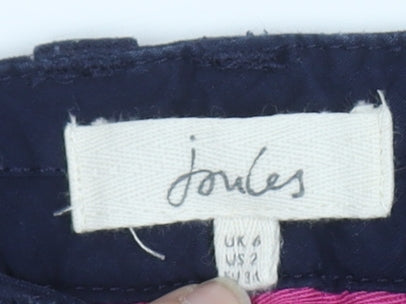 Joules Women's Blue Cotton Blend Trousers, Size 4