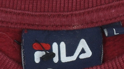 Fila Men's Red Logo Graphic Pullover Sweatshirt L