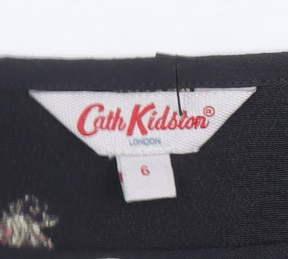 Cath Kidston Black Floral Skull Blouse, Size 6, 3/4 Sleeve