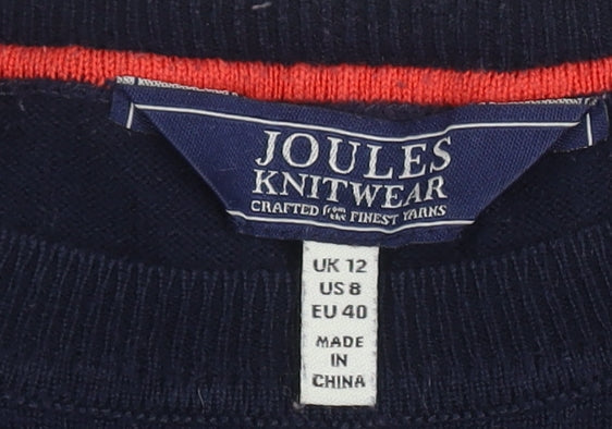 Joules Women's Blue Pullover Jumper, Size 12, Crew Neck