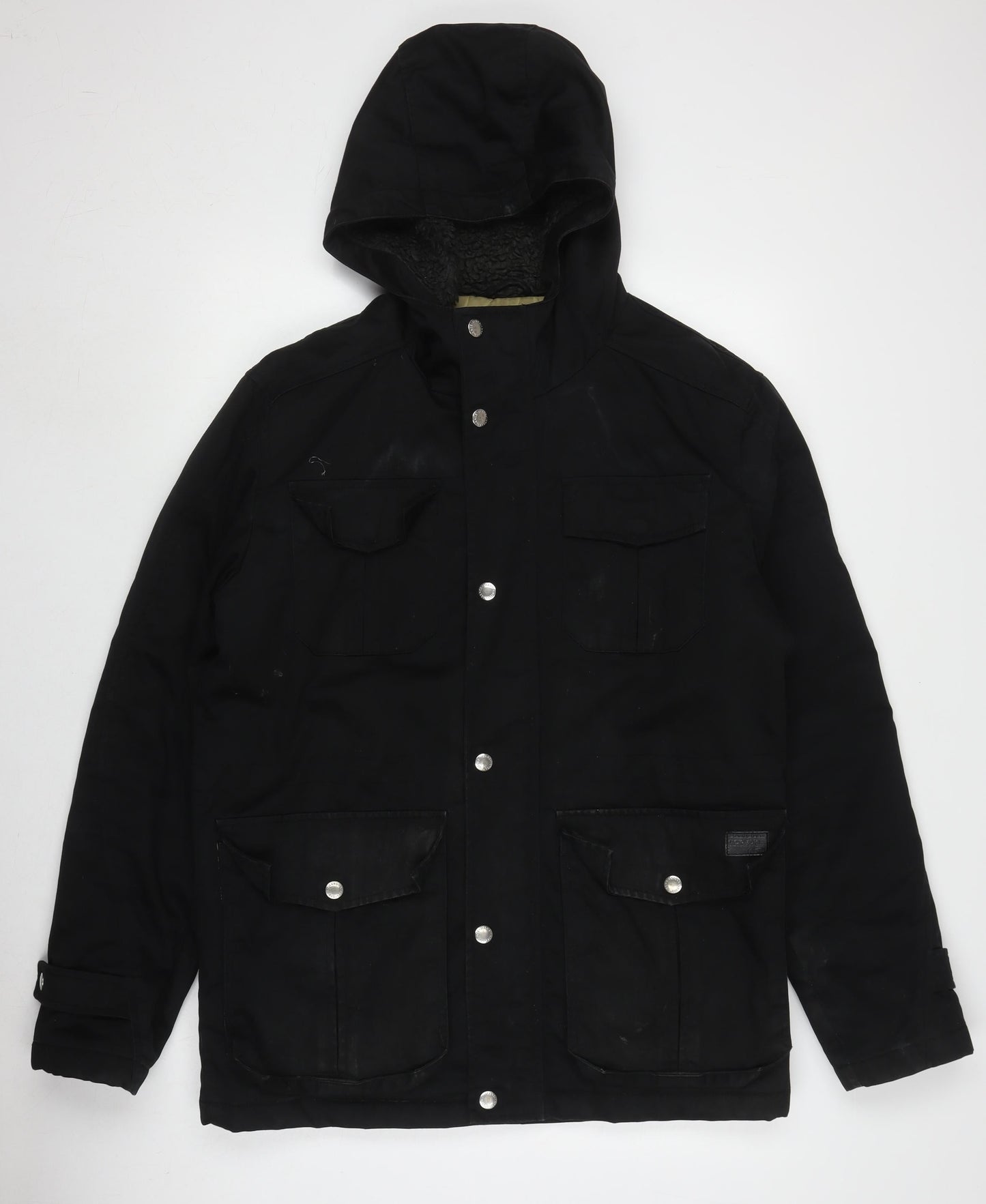 Jack & Jones Men's Black Parka Jacket, L, Hooded Autumn/Winter