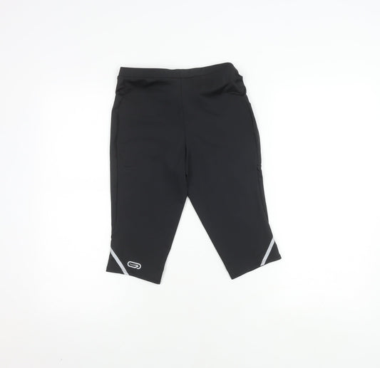 Decathlon Girls Black Running Shorts, Size 14 Years, Reflective