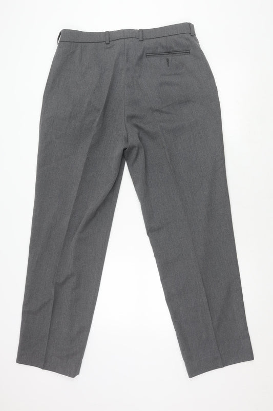 BHS Men's Grey Regular Fit Trousers S