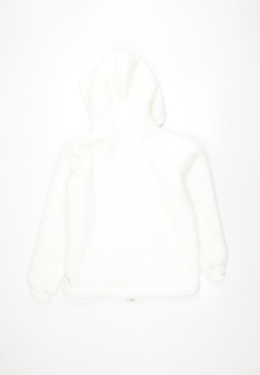 Fat Face Women's White Hoodie Size 8, Zip Fleece