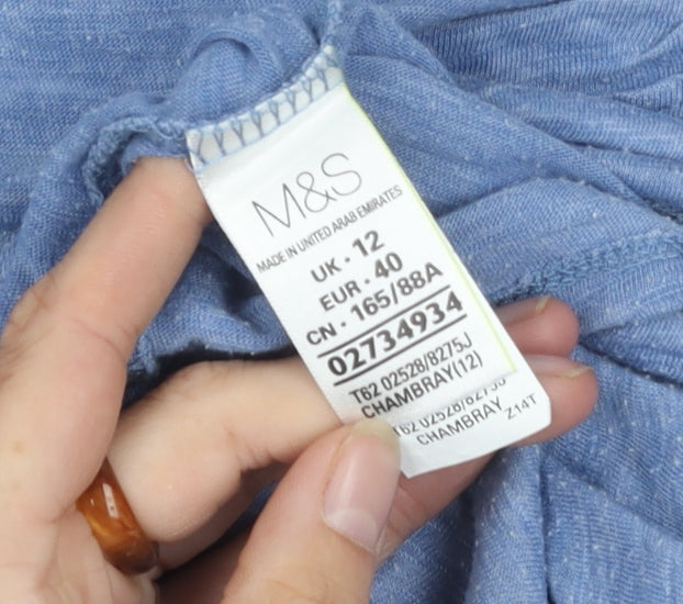 Marks and Spencer Women's Blue T-Shirt Size 12 Casual