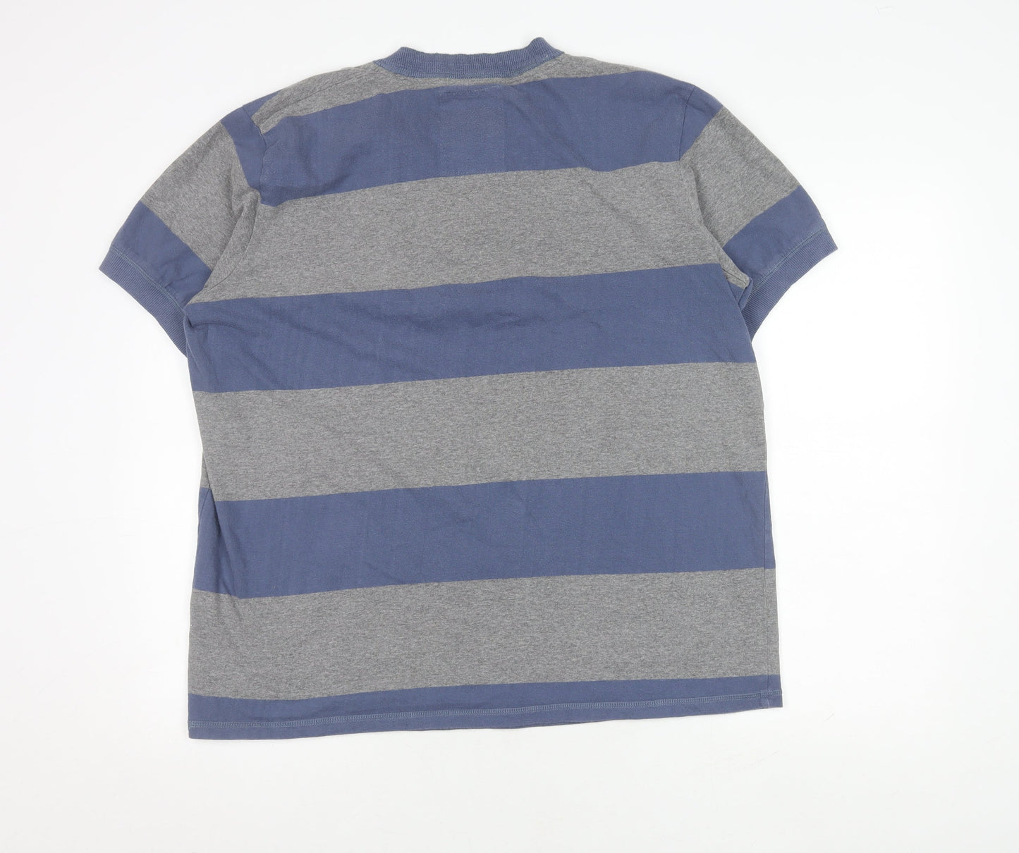 Tokyo Laundry Men's XL Grey Blue Striped Henley T-Shirt