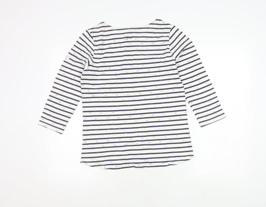 Womens UK Size 12 Joules White Cotton Blend T-Shirt