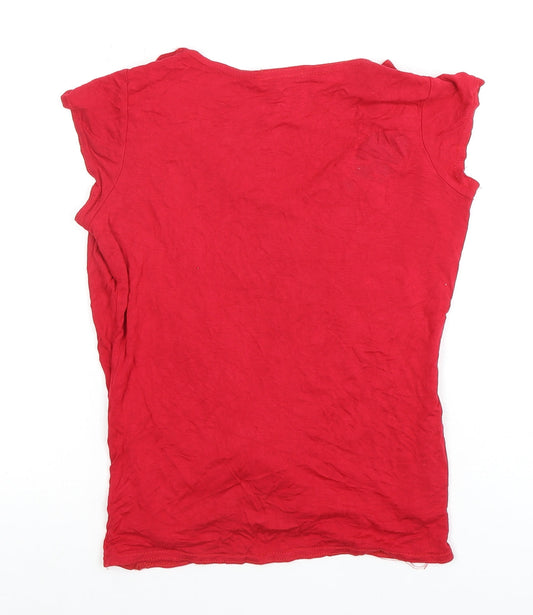 Womens UK Size 10 Therapy Red Viscose Blend T-Shirt