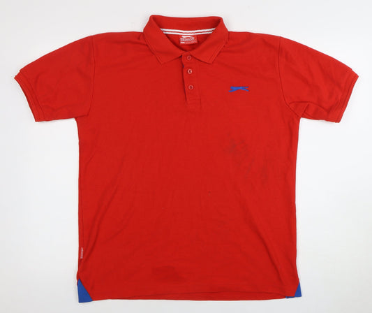 Slazenger Men's Red Polo Shirt, Size L, Casual Style