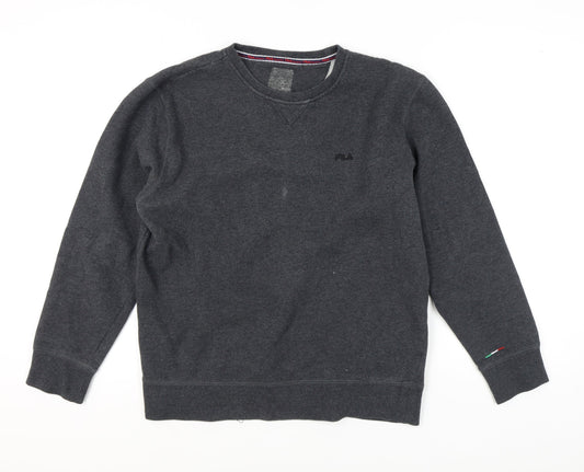 Additional front view of Fila Men's Grey Pullover Sweatshirt, Logo Accent