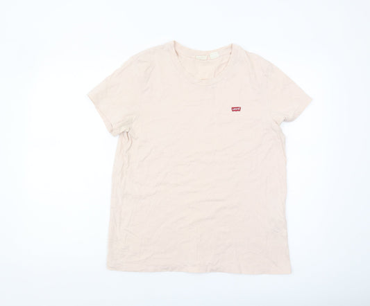 Levi's Women's Beige Basic T-Shirt Crew Neck Size L