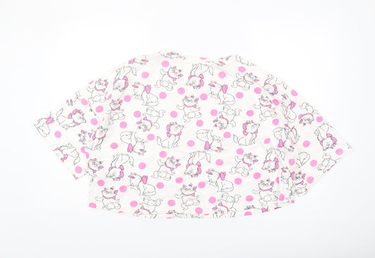 Disney Women's L White Polka Dot Cropped T-Shirt