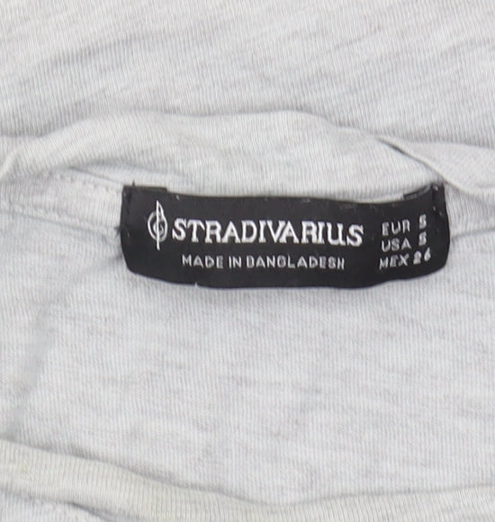 Stradivarius Women's Grey University T-Shirt - Size S