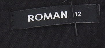 Brand and care label for ROMAN Women's Black Floral Blouse, size 12, - Autumn/Winter