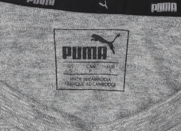 Puma Men's Grey T-Shirt, Size S, Logo Accents, Activewear