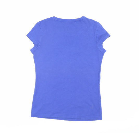 Adidas Women's Blue Cotton T-Shirt, Size S, Casual Wear