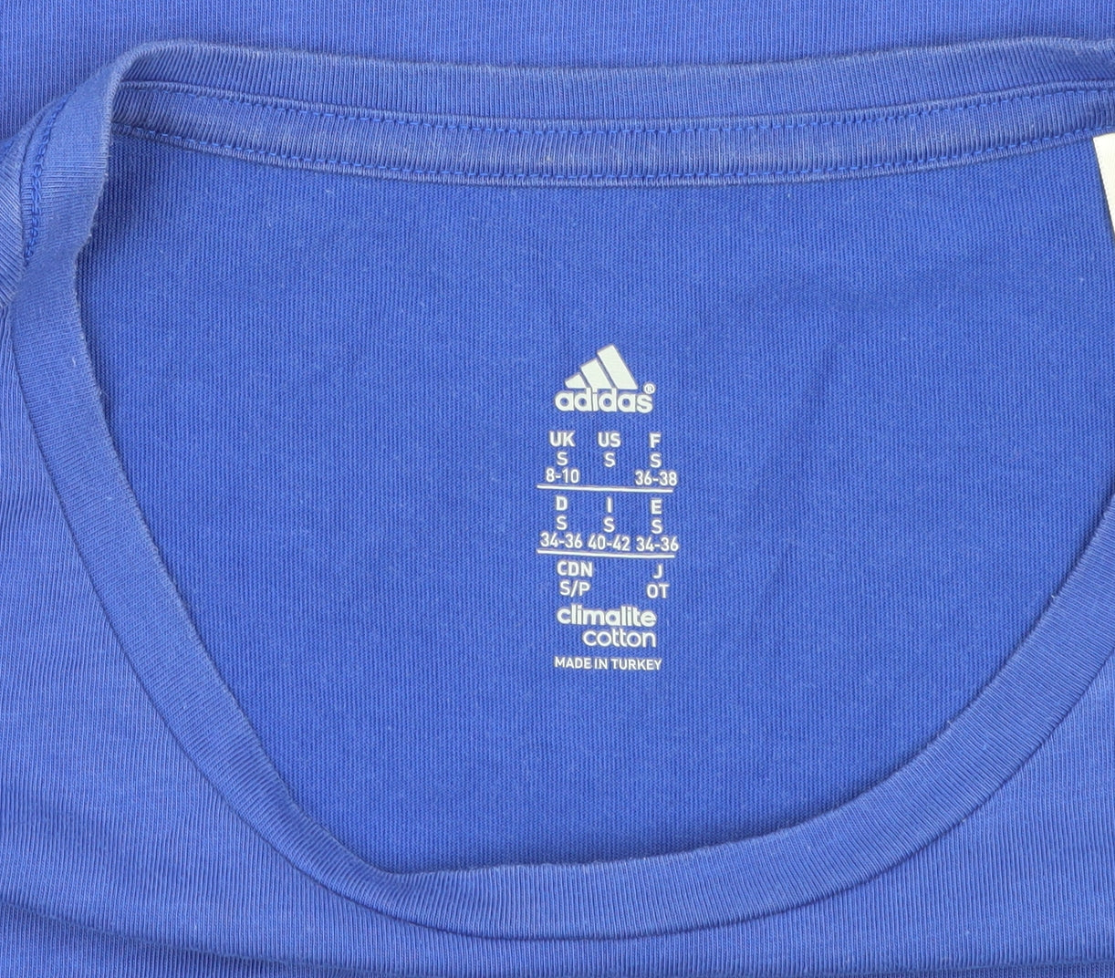 Adidas Women's Blue Cotton T-Shirt, Size S, Casual Wear